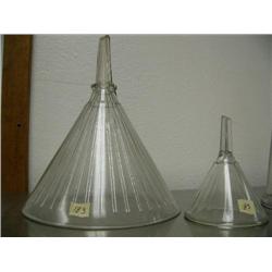 2 old glass funnels- 4-1/2" & 10" (88)