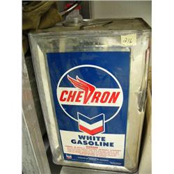 Old tin canister of Chevron white gasoline (88)