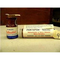 Lot of 2 items: Old bottle of Dilaudid with cork; Pantopon "Roche" opium derivative (88)