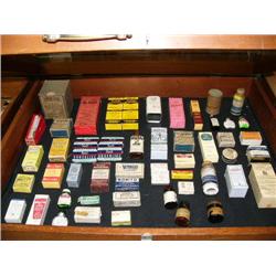 Lot of old medicinal bottles, tins, boxes, tubes: including- laxatives, expectorant, elixirs, laxati