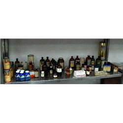 Lot of old medicinal bottles, cannisters, tubes: including- vitamins, animal charcoal, Bromide of Ca