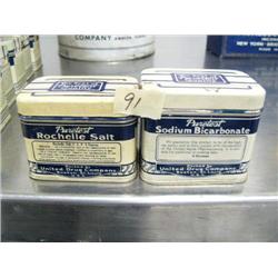 2 old tins: Puretest Rochelle salt; Sodium Bicarbonate (88)