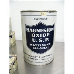 Large old cannister of Magnesium Oxide- 1 lb. size 51-1/2" tall (88)