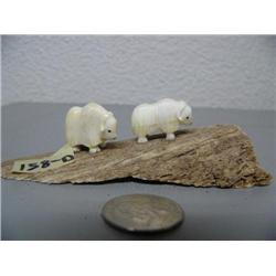 CHOICE on: 5 Ivory Musk ox by Robert Kokuluk mounted on old Whalebone (2)