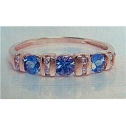 Tanzanite and Diamond Lady's Ring 14 K yellow gold- tanzanite are round, faceted approx. 0.33 carats