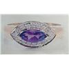 Image 1 : Amethyst and Diamond Lady's Ring 14 K yellow gold- amethyst is marquise, faceted approx. 0.50 carats