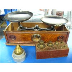 Scales and oz./lb. Weights- Henry Troemner, Piladeplphia, Maker- approximately 12 pounds, 8" height,