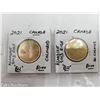 Image 3 : 2021 CANADIAN $1.00 COIN KLONDIKE GOLD RUSH (1 COLOURIZED AND 1 NON-COLOURED) + UNC 2010 COLOURED PO