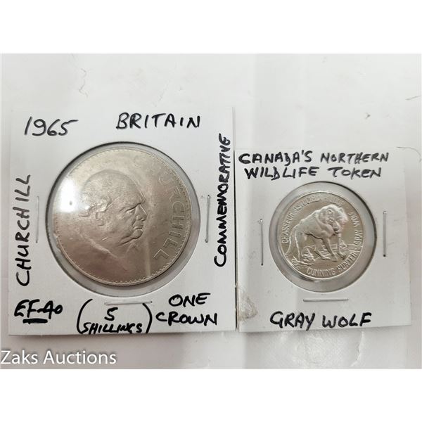 LOT OF 2 COINS/TOKEN: CANADA NORTHERN WILD LIFE TOKEN GREY WOLF &