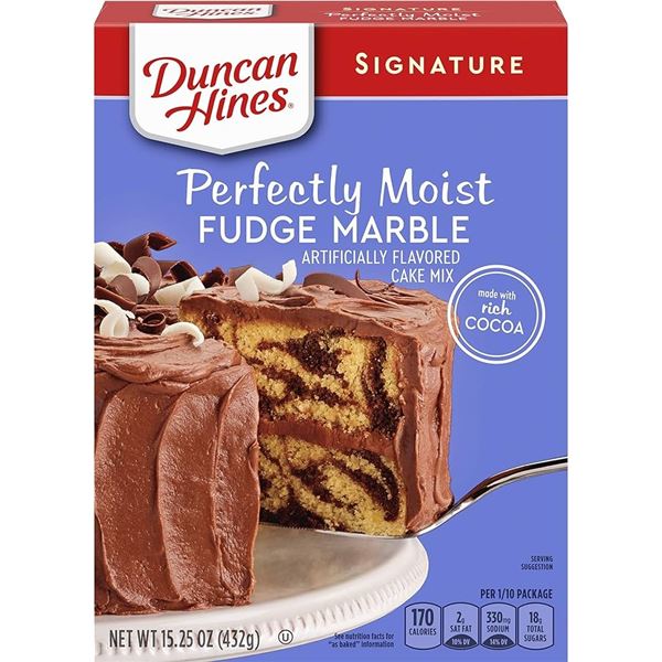 LOT OF 6 DUNCAN HINES FUDGE MARBLE CAKE MIX 432GRM