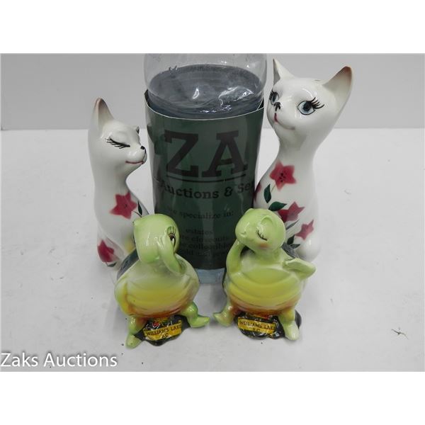 LOT OF 2 SETS OF GLASS SALT/PEPPER SHAKERS