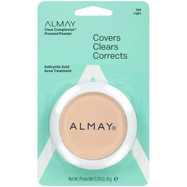 LOT OF 2 - ALMAY CLEAR COMPLEXION PRESSED POWDER #100 LIGHT