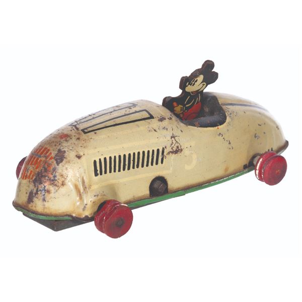 A Mickey Mouse Wind-Up Tin Car.