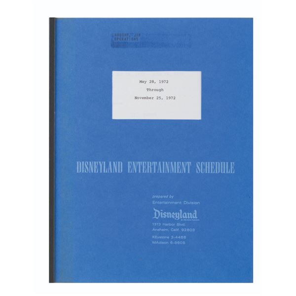 A 1972 Disneyland Entertainment Schedule  a-1972-disneyland-entertainment-schedule