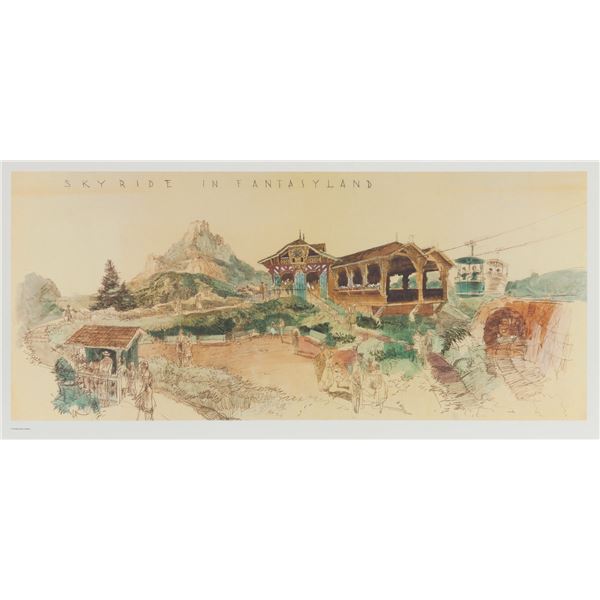 A Disneyland Hotel Skyway Lithograph.