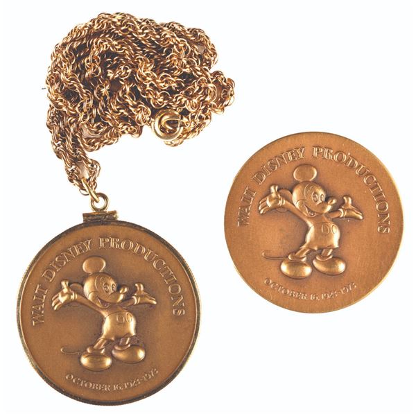 A Walt Disney Productions 50th Medallion and Necklace.