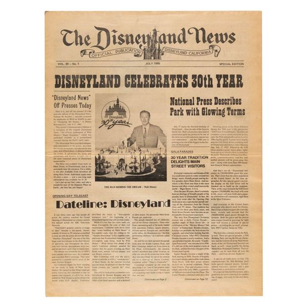 An Imagineering Exclusive Disneyland News Edition.