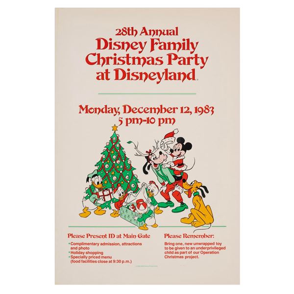 A 28th Annual Disney Family Christmas Party Poster.
