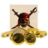 Image 1 : A Pirates of the Caribbean Tattoo and Candy Coins.