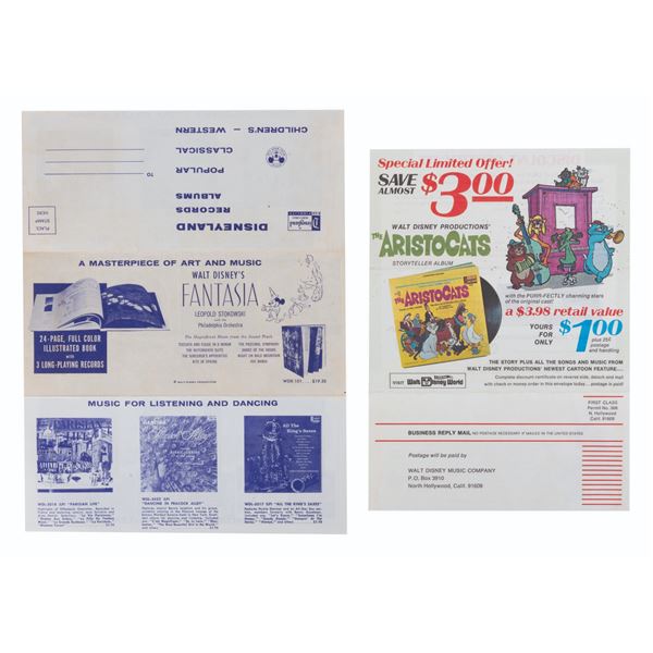 Early Fantasia and Aristocats Album Order Mailers.