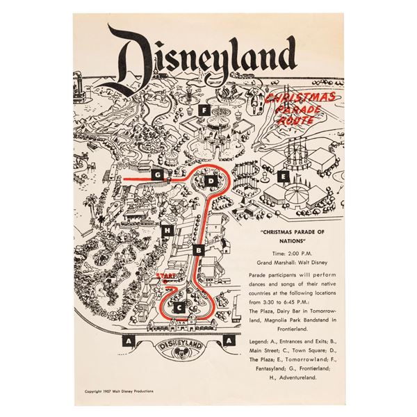 A Disneyland Christmas Parade Route Hand-Out.
