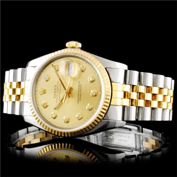 36mm Rolex DateJust Watch YG/SS and Diamonds