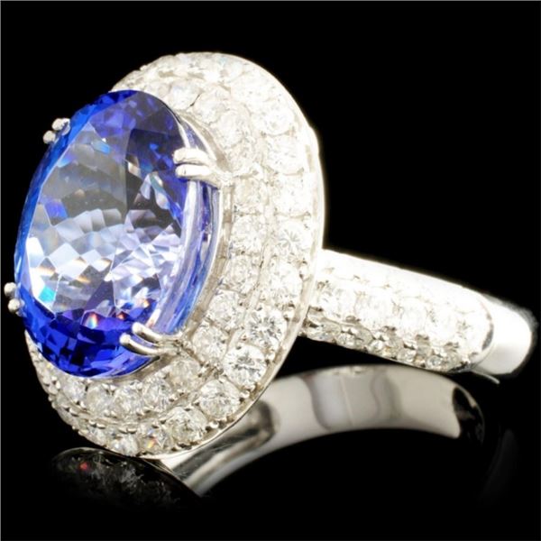 8.47ct Tanzanite & 2.22ctw Diamond Ring 18K Gold