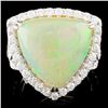Image 2 : 18K Gold Opal Ring w/ 9.32ct & 1.25ctw Diamonds