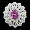 Image 2 : 1ct Pink Sapphire & 3.2ct Diam 18K White Gold