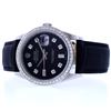 Image 3 : 36MM Black Strap Rolex with Diamonds DateJust