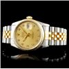 Image 1 : 36mm DateJust Rolex Watch, YG/SS with Diamonds