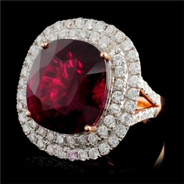 18K Rose Gold Tourmaline 18.74ct & Diamond 2.37ct