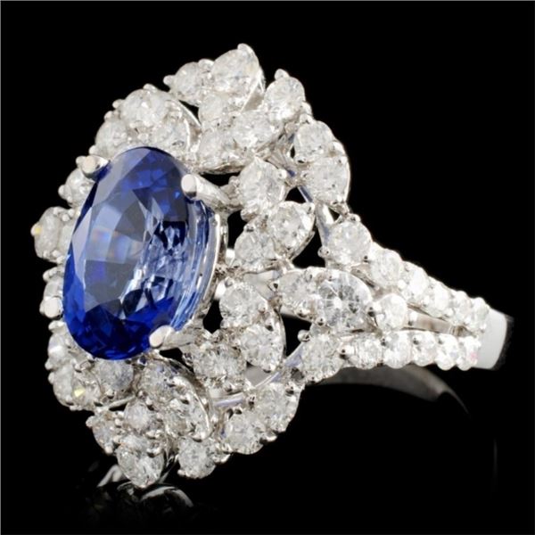 18K Gold Ring with 3ct Sapphire & 1.9ct Diamonds