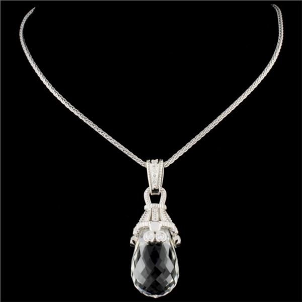 18K Pendant with 15.76ct Quartz & 0.24ctw Diam