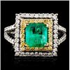 Image 2 : Emerald & Diamond Ring: 18K Gold, 1.15ctw & 0.86ct