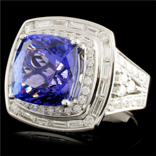 18K Gold Ring: 6.20ct Tanzanite & 1.78ctw Diam