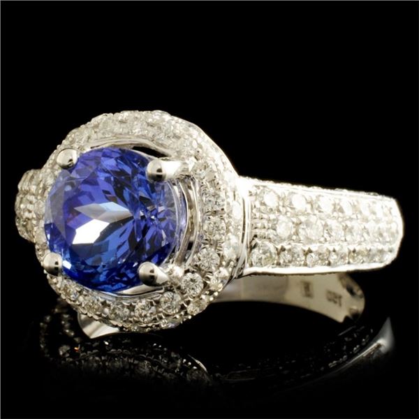 18K Gold Ring: 2.15ct Tanzanite, 1.03ctw Diam