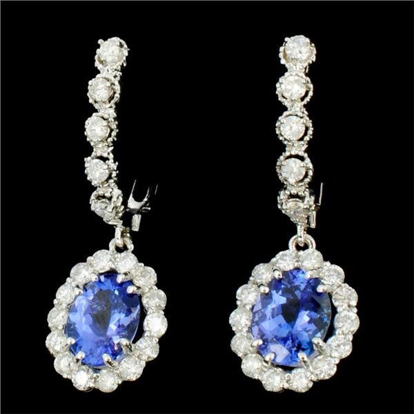 14K Gold Earrings with 4ct Tanzanite & 1.4ct Diam