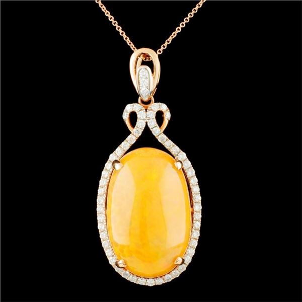 28.26ct Opal & 1.25ctw Diamond Pendant in 14K Gold