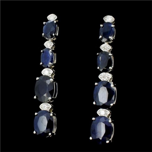 14K Gold Earrings w/ 5ct Sapphire & 0.35ctw Diam