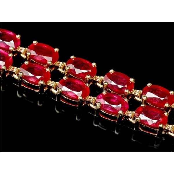 31ct Ruby & 0.30ct Diamond Bracelet in 14k Gold