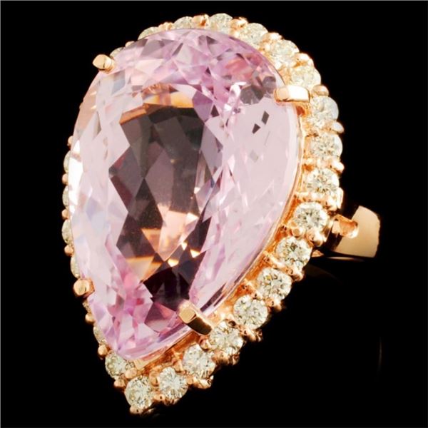 31.37ct Kunzite & 1.47ct Diam Ring in 14K Gold