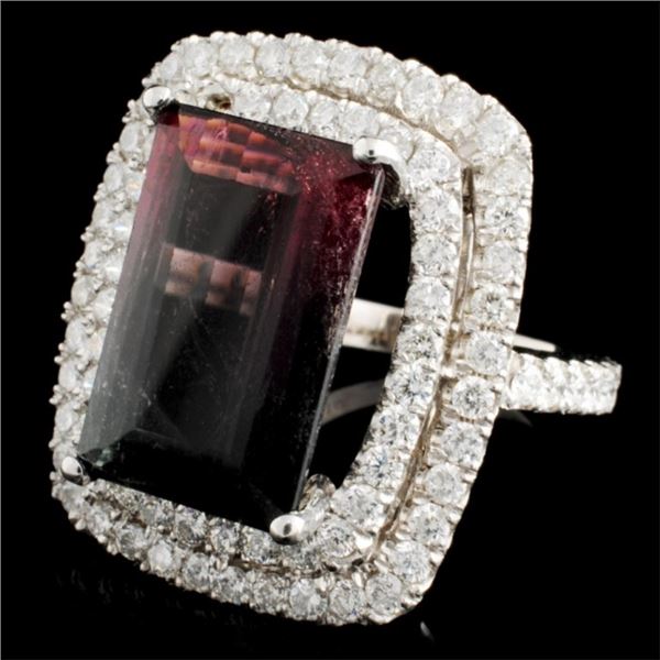 10.74ct Tourmaline & 2.04ctw Diam Ring in 14K Gold