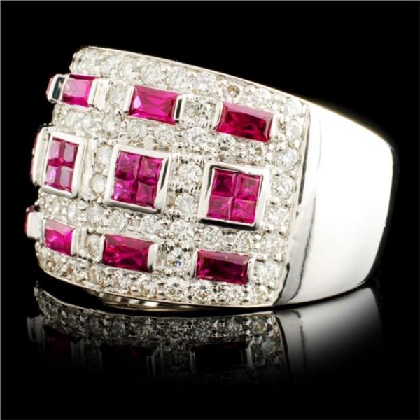 18K Gold Ring: 2.31ct Ruby & 0.99ctw Diamonds