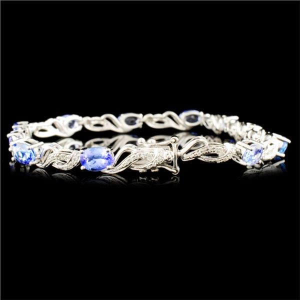 14K Gold Bracelet 4.52ct Tanz & 0.32ctw Diam