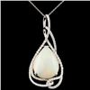 Image 1 : 11.04ct Opal & 1.20ctw Diamond Pendant in 14K Gold