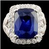 Image 1 : 18K Gold 13.40ct Sapphire & 1.57ctw Diamond Ring