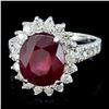 Image 2 : 14K Gold 5.00ct Ruby & 1.25ctw Diamond Ring