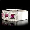 Image 2 : 14K Gold 0.59ct Ruby & 0.62ctw Diamond Ring