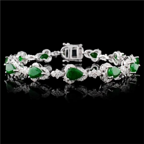 14K White Gold 7.68ct Emerald & 2.51ctw Diamond Br